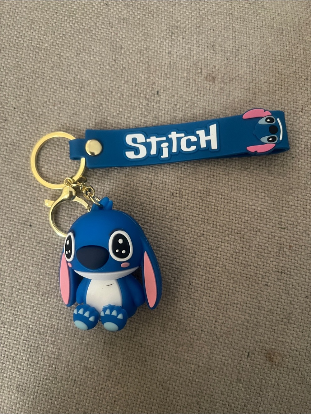 Stitch Blue Silicone Keychain Strap and Charm